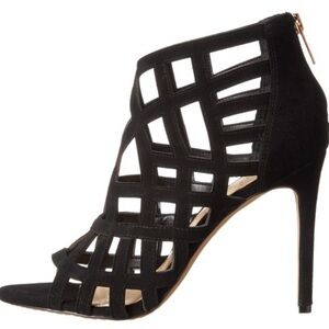 Vince Camuto Black Suede Cut Out High Heel Sandal Size 5.5